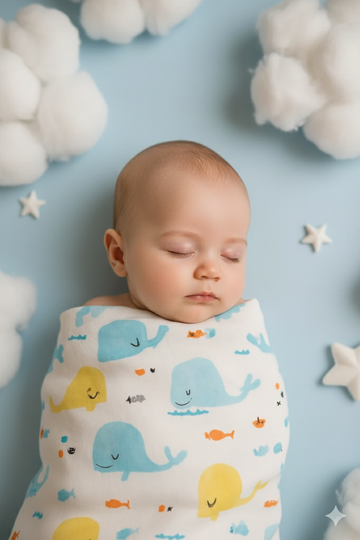 Muslin Swaddle- Whale