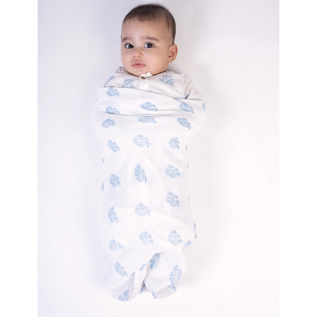 Muslin Swaddle- Blue elephant