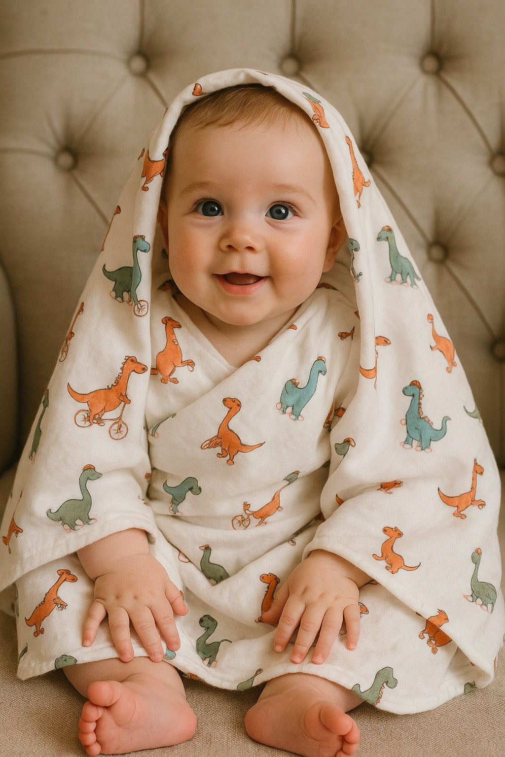 Muslin Dohar- Dinosaur