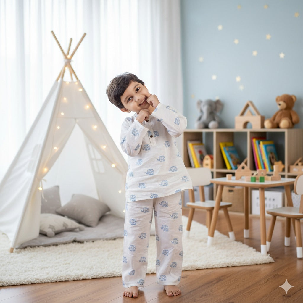 Blue Elephant pajama Set