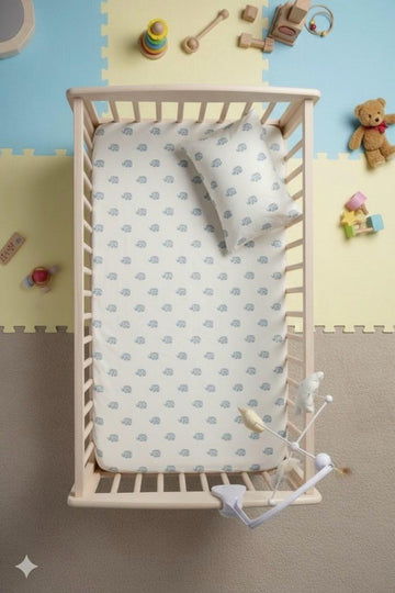 FITTED SHEET SET- BLUE ELEPHANT