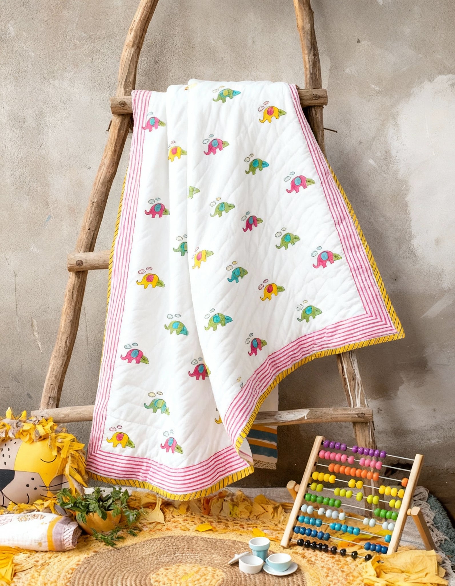 Colourful Elephant Quilt (0–6 Yrs)