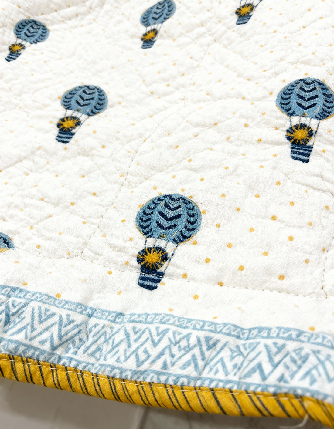 Blue Hot Air Balloon Quilt (0–6 Yrs)